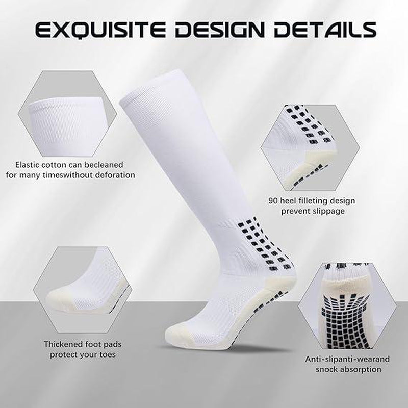 3Pairs Men'S Grip Soccer Socks Non Skid anti Slip Socks for Football Basketball Athletic Sports