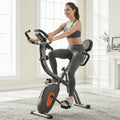 Folding Exercise Bike 3 in 1 Magnetic Stationary Recumbent Bike 10 Level Resistance for Home Use with Arm Resistance Bands