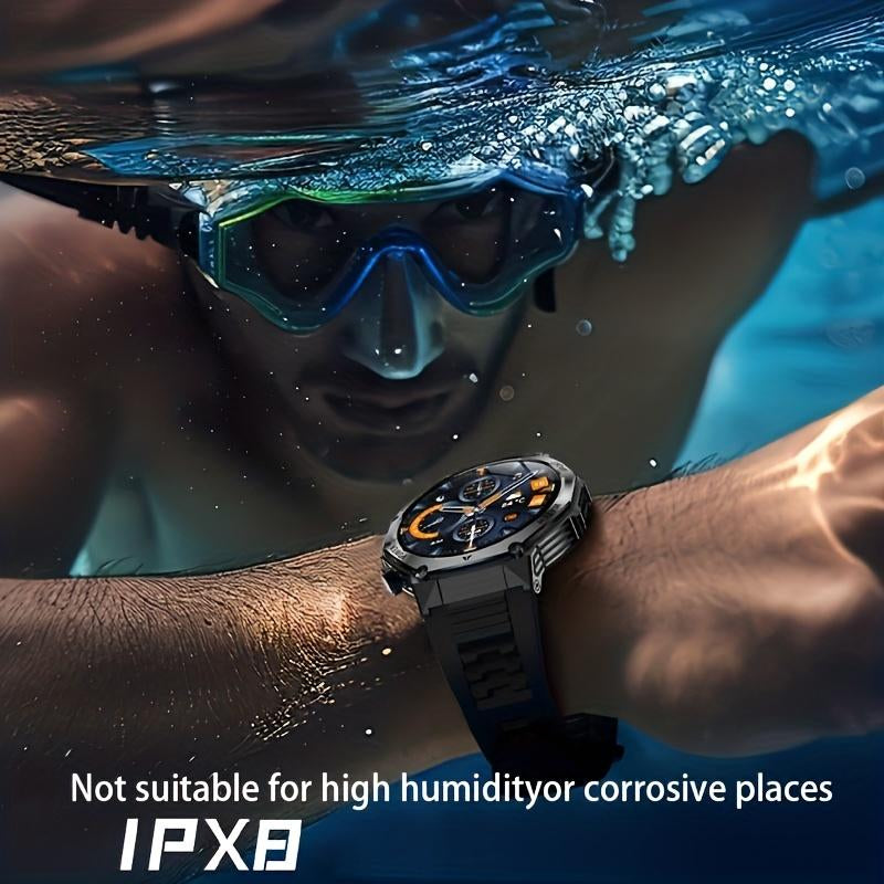 New 2026 Manly Style Smart Sports Watch LED Lights Wireless Calling Message Reminders Sports Mode Voice Assistant Weather Push Stopwatch Timer Smartwatch for Men Compatible with Iphone and Android Phones