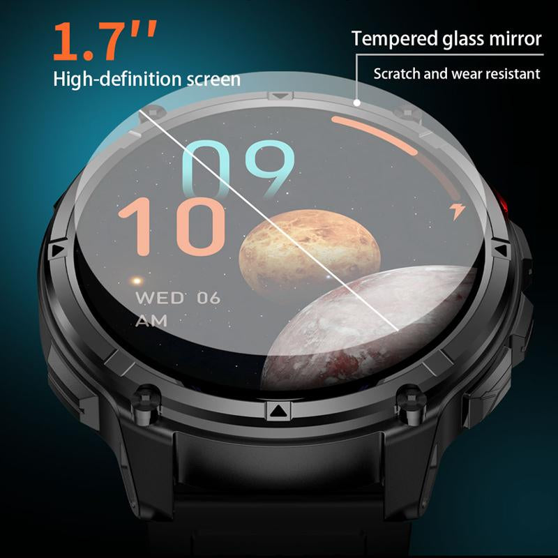 New 2026 Manly Style Smart Sports Watch LED Lights Wireless Calling Message Reminders Sports Mode Voice Assistant Weather Push Stopwatch Timer Smartwatch for Men Compatible with Iphone and Android Phones
