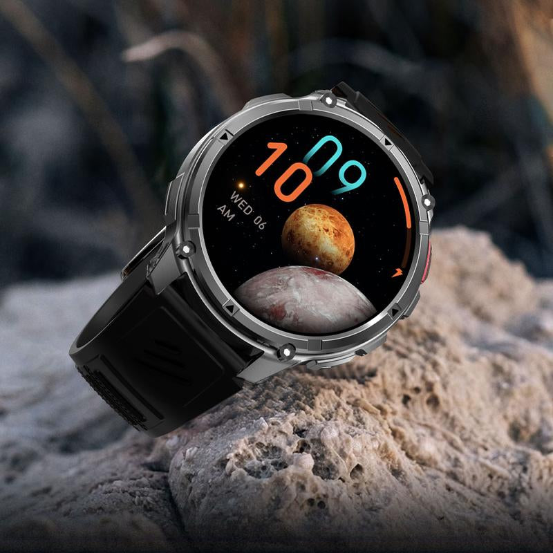 New 2026 Manly Style Smart Sports Watch LED Lights Wireless Calling Message Reminders Sports Mode Voice Assistant Weather Push Stopwatch Timer Smartwatch for Men Compatible with Iphone and Android Phones