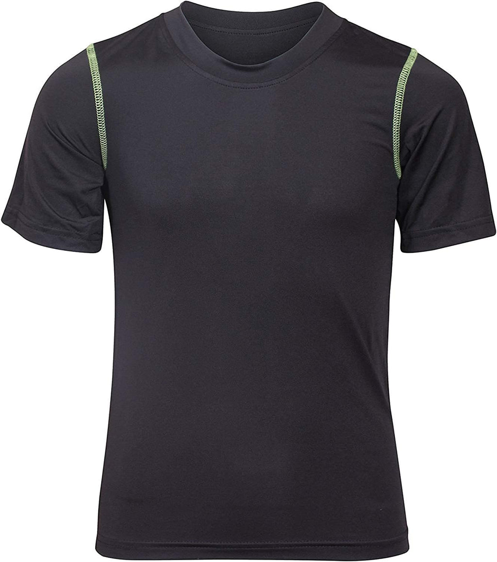 Boys Active Shirt - 4 Pack Athletic Performance Dry Fit Youth Shirt for Boys - Short Sleeve Kids Tshirts